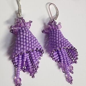 Elegant Purple Beaded Earrings